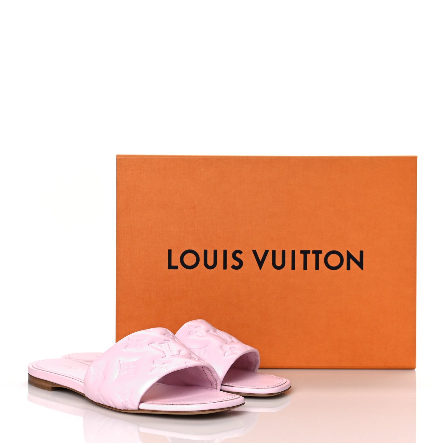 Louis Vuitton Lambskin Embossed Monogram Revival Flat Mules 38 Light Pink 9 of 9