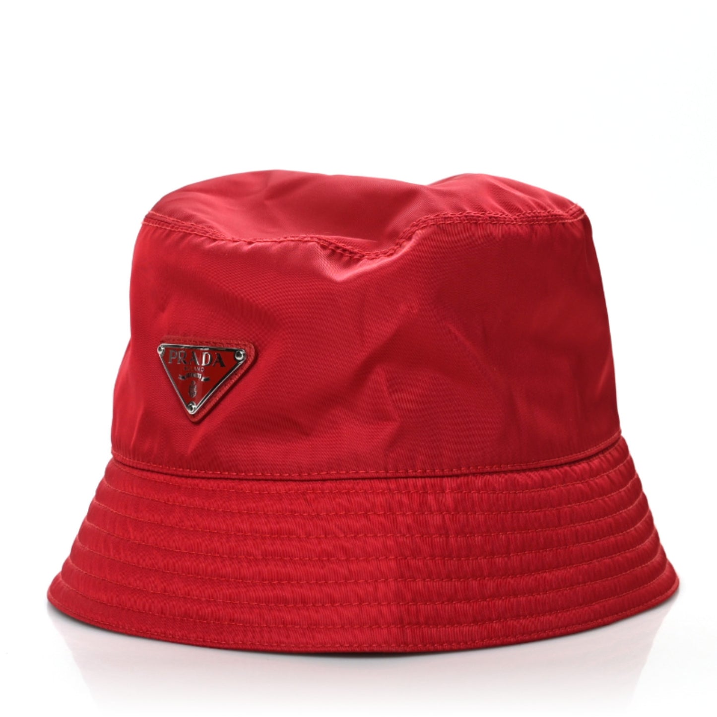Re-Nylon Metal Triangle Logo Mens Bucket Hat L Rosso