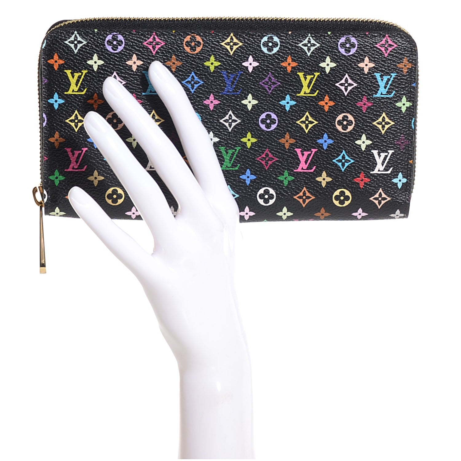 Louis Vuitton Monogram Multicolor Zippy Wallet Black Violet 2 of 8