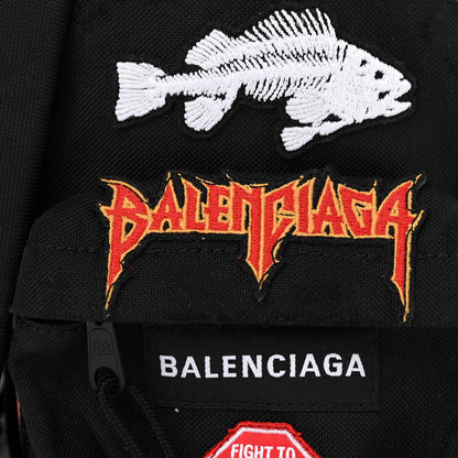 Balenciaga Recycled Casual Nylon Patches Mini Explorer Crossbody Backpack Black 7 of 11