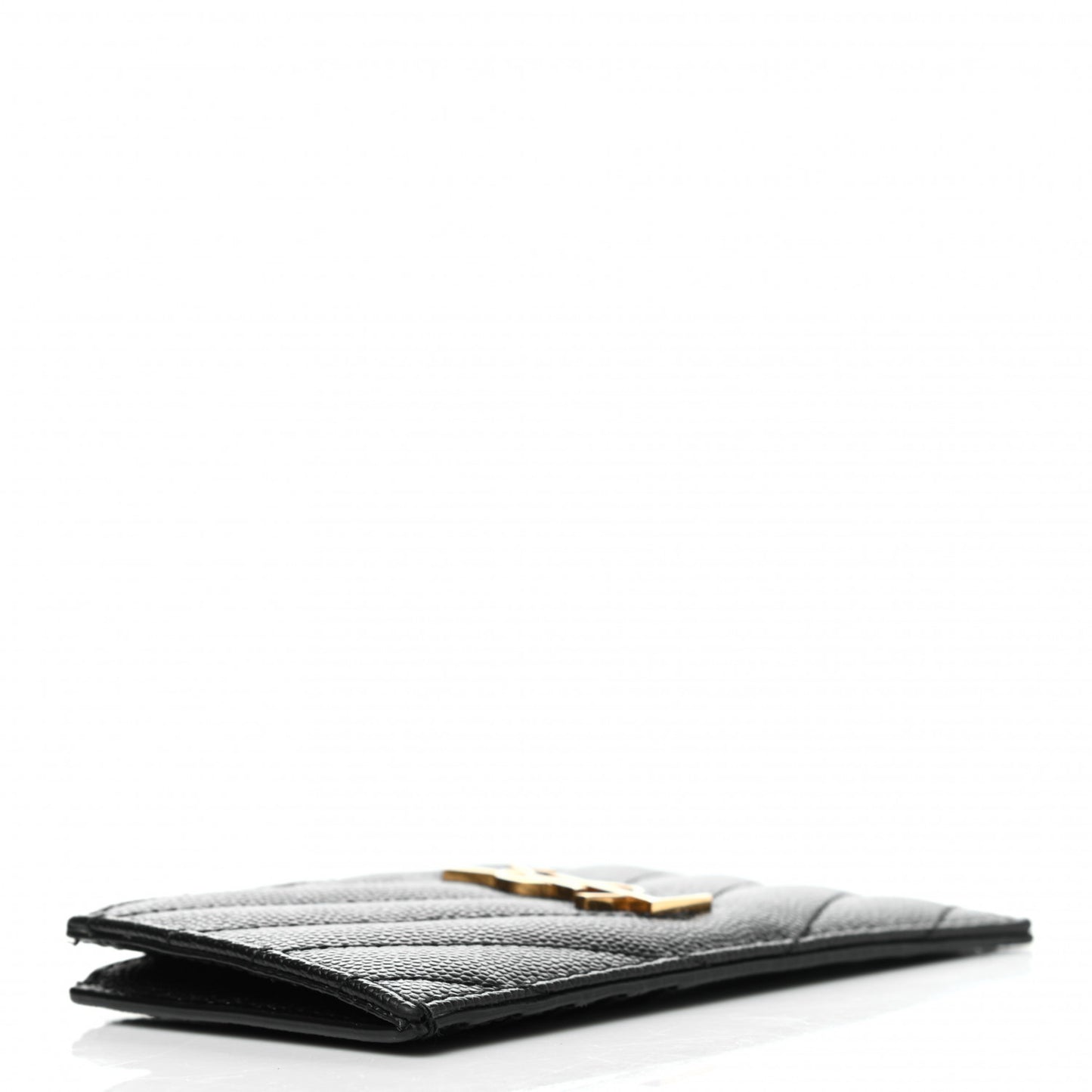 Grain De Poudre Matelasse Chevron Monogram Fragments Zippered Card Case Black