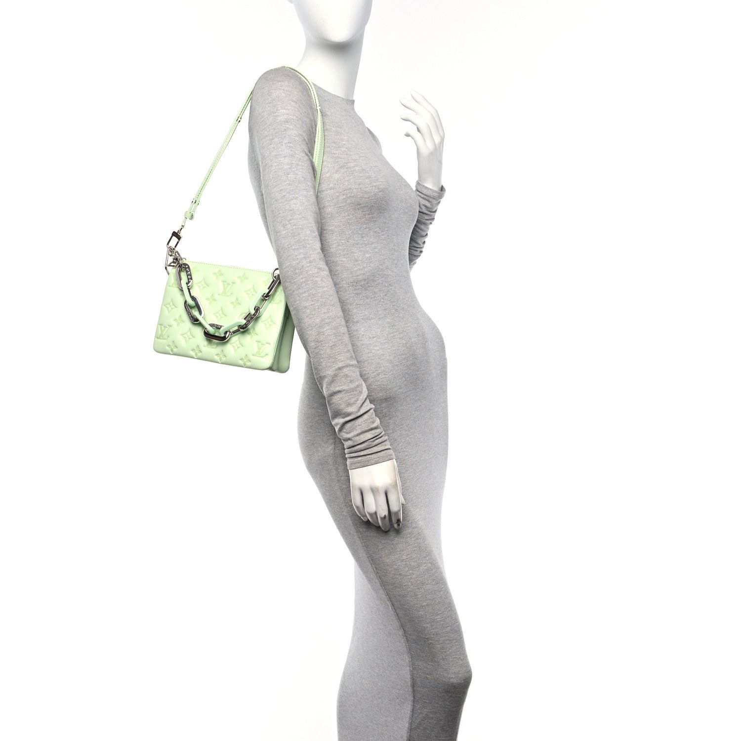 Louis Vuitton Lambskin Embossed Monogram Coussin BB Green 2 of 11