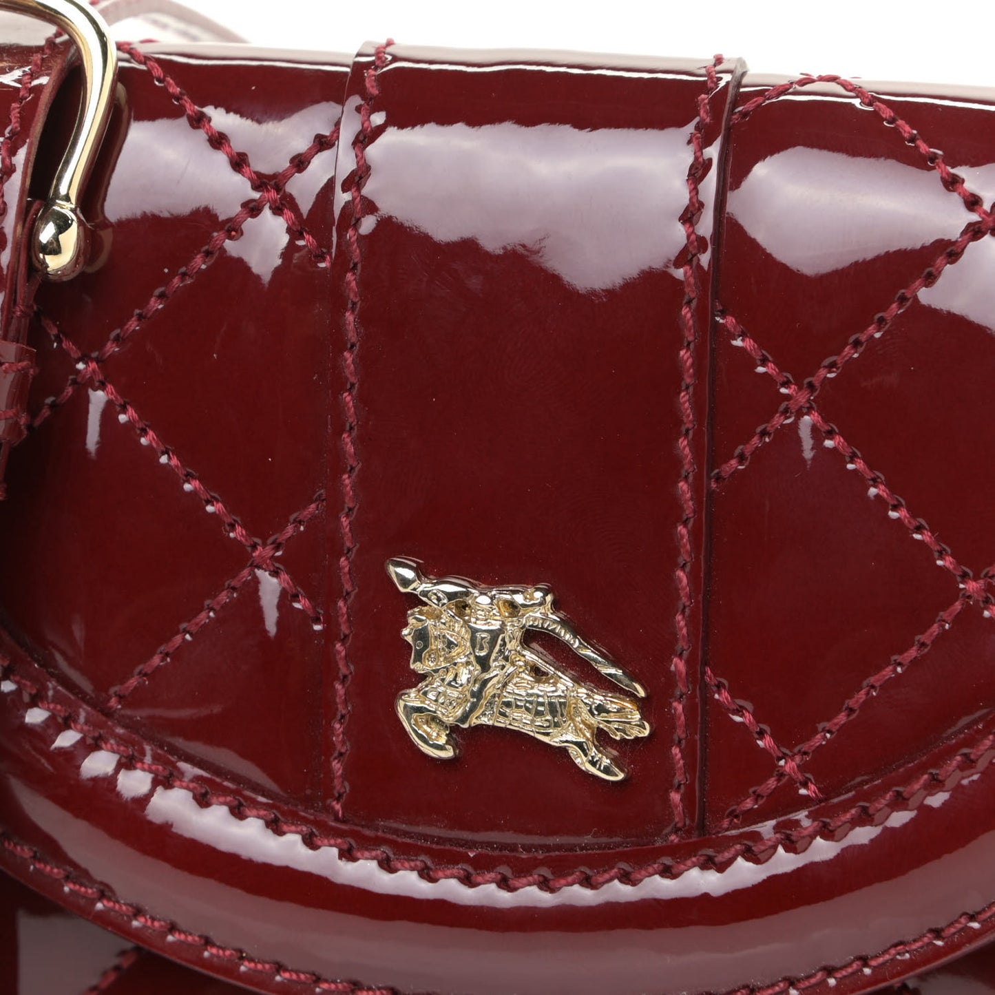 Patent Calfskin Quilted Mini Crossbody Bag Dark Red