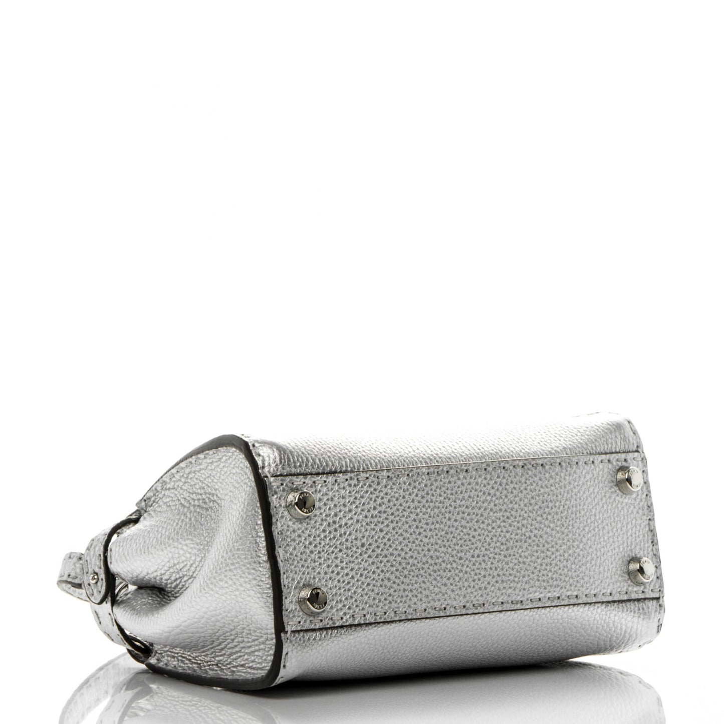 Cuoio Romano Lux Selleria Mini Peekaboo Iconic Satchel Argento