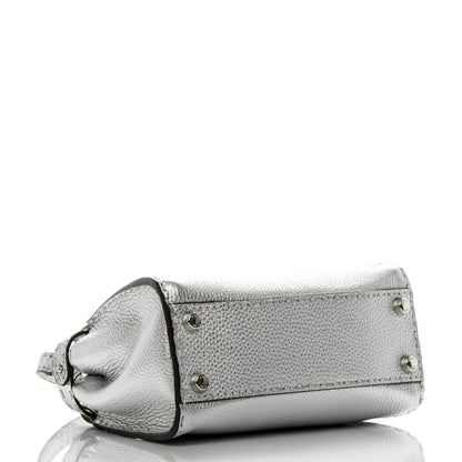 Fendi Cuoio Romano Lux Selleria Mini Peekaboo Iconic Satchel Argento 5 of 8