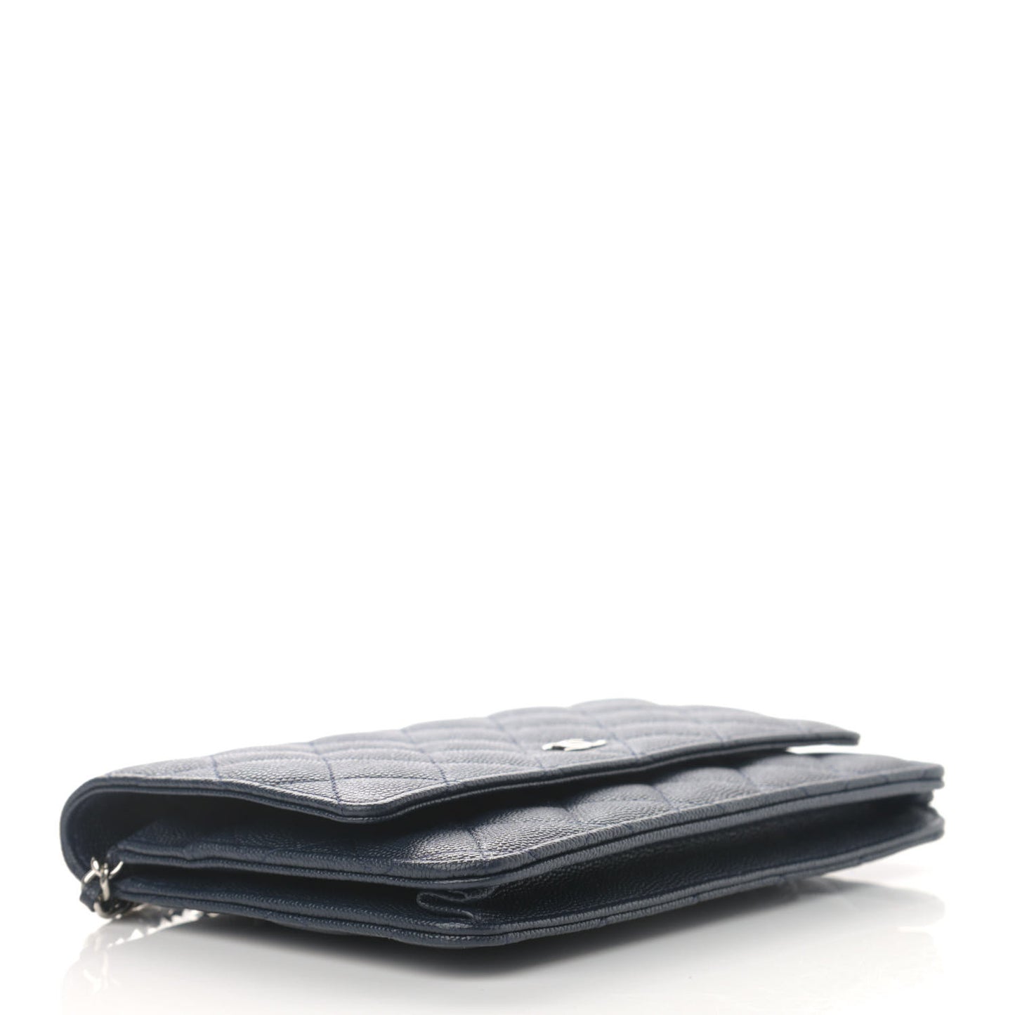 Caviar Quilted Wallet On Chain WOC Navy Blue