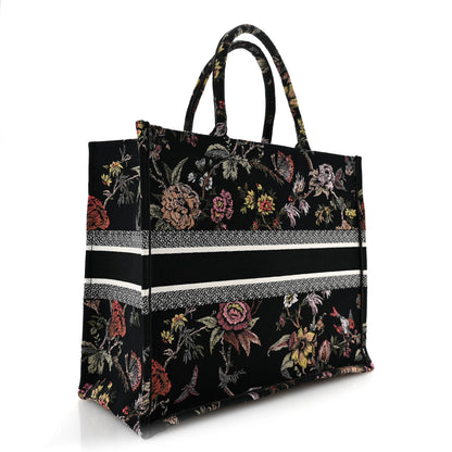 Christian Dior Canvas Jardin Botanique Embroidered Large Book Tote Black Multicolor 3 of 14