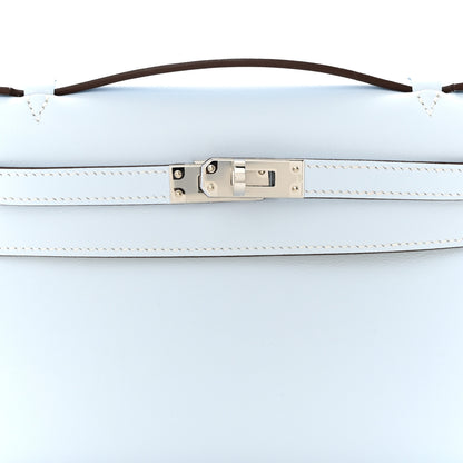 Hermes Swift Horseshoe Kelly Pochette Clutch Bleu Brume Lime 8 of 11