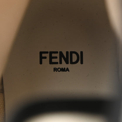 Fendi Canvas Floral Print Logo Bi-Color Womens Biker Boots 37.5 White Black 7 of 8