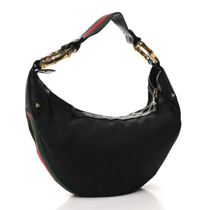 Gucci Monogram Web Bamboo Ring Hobo Black 3 of 12