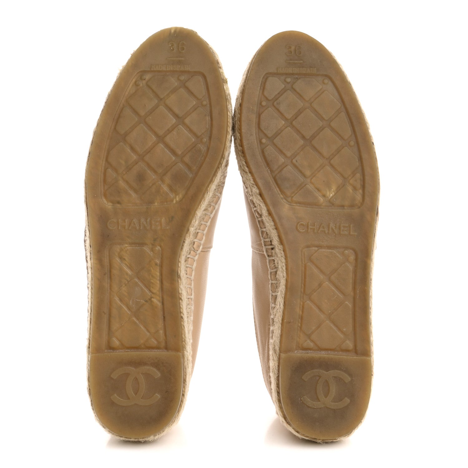 Chanel Lambskin CC Espadrilles 36 Beige Black 6 of 13