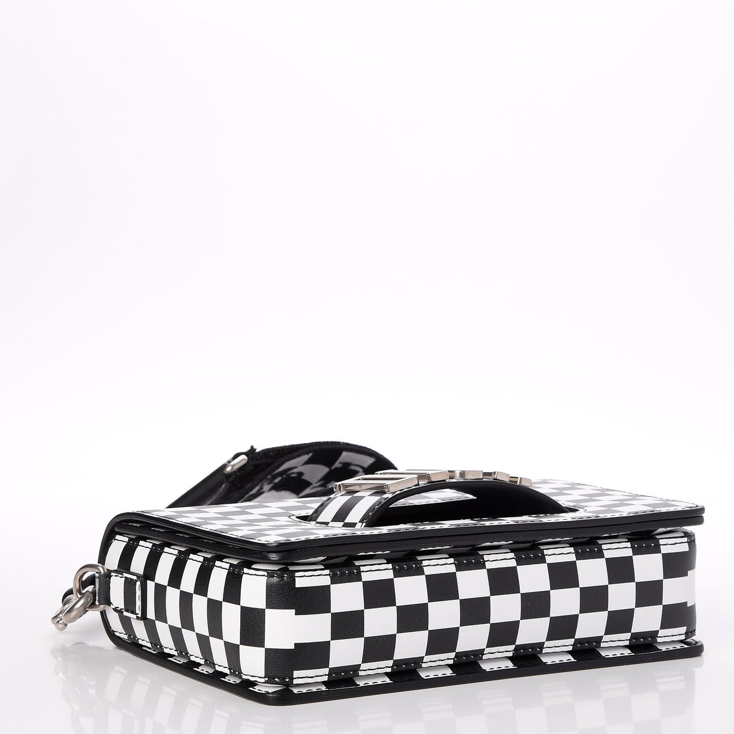 Smooth Calfskin Checkered Dio(r)evolution Flap Bag Black White
