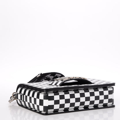 Christian Dior Smooth Calfskin Checkered Dio(r)evolution Flap Bag Black White 4 of 11