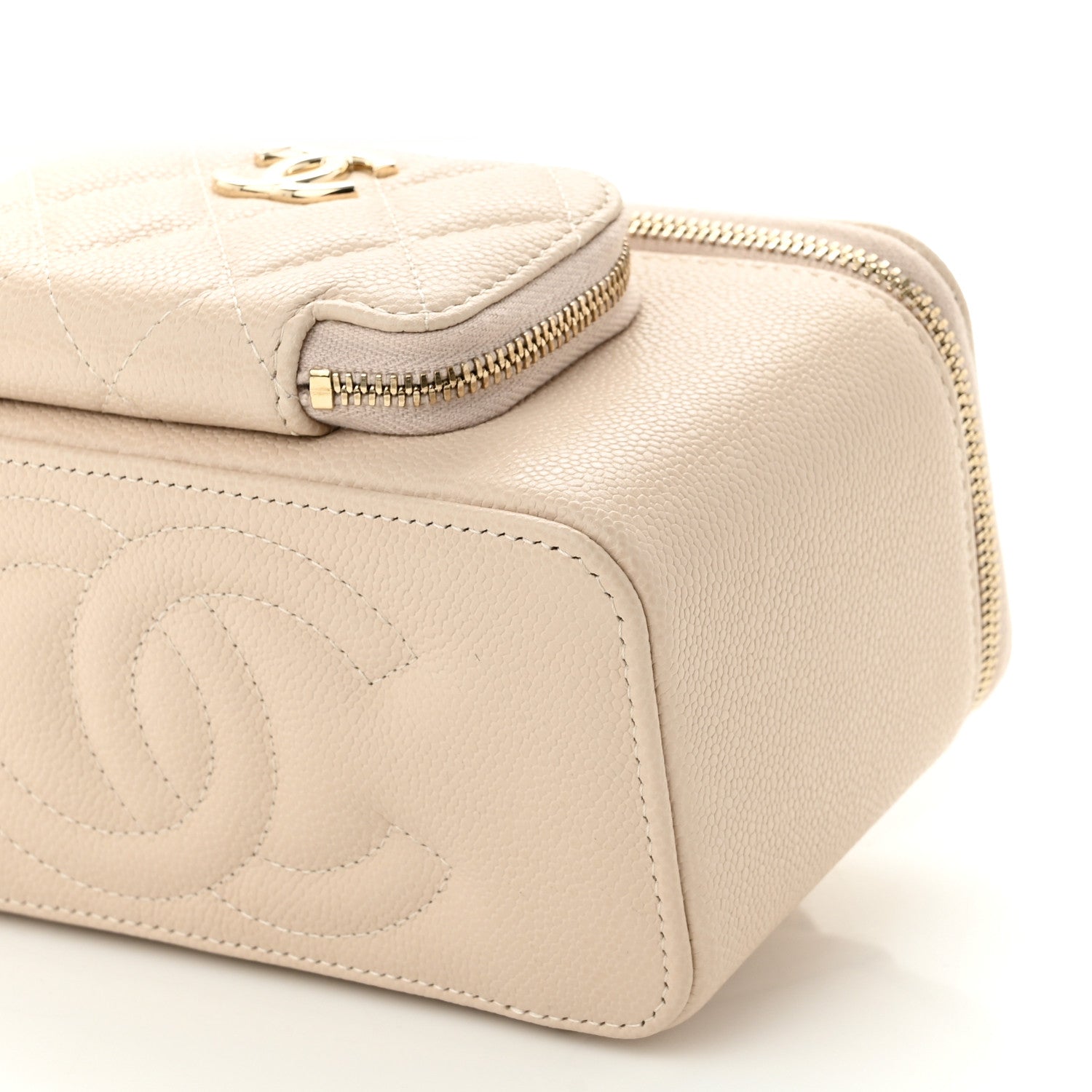 Chanel Caviar Quilted Top Handle Pocket Vanity Case Beige 11 of 12