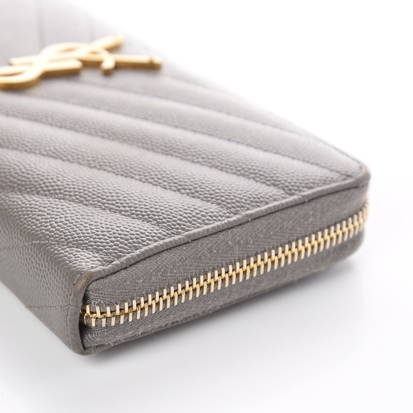 Grain De Poudre Matelasse Chevron Monogram Zip Around Wallet Dark Anthracite