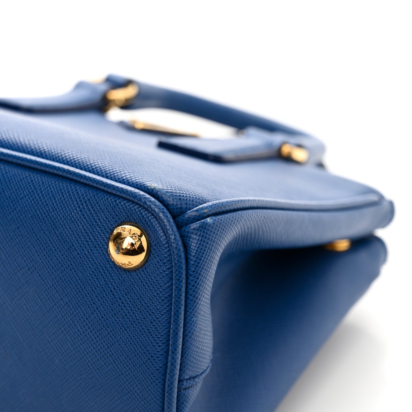 Saffiano Micro Galleria Double Zip Tote Azzurro