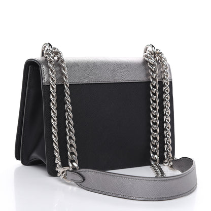 Prada Metallic Saffiano Soft Chain Shoulder Bag Silver 3 of 9