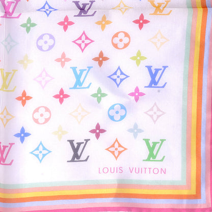Louis Vuitton Silk Monogram Multicolor Square Scarf White 1 of 3
