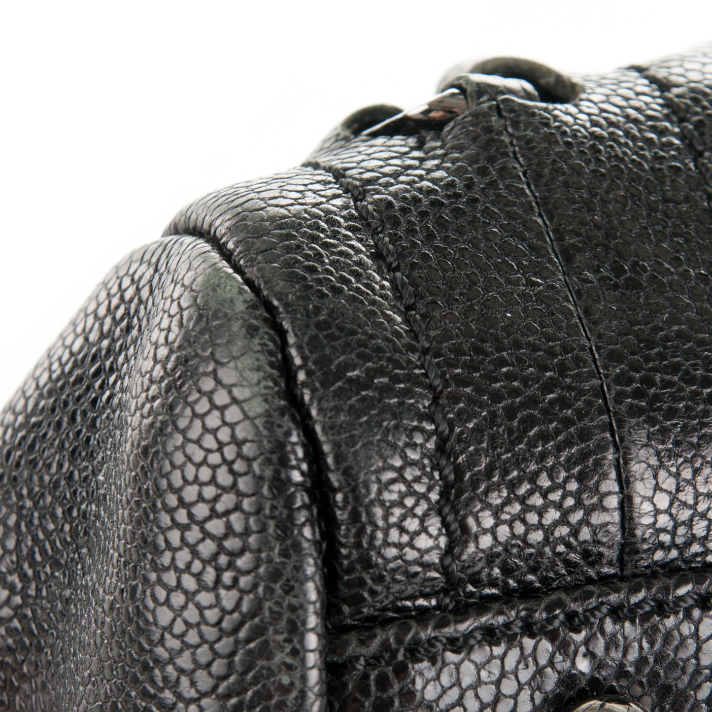 Glazed Caviar East West Modern Chain Tote Black