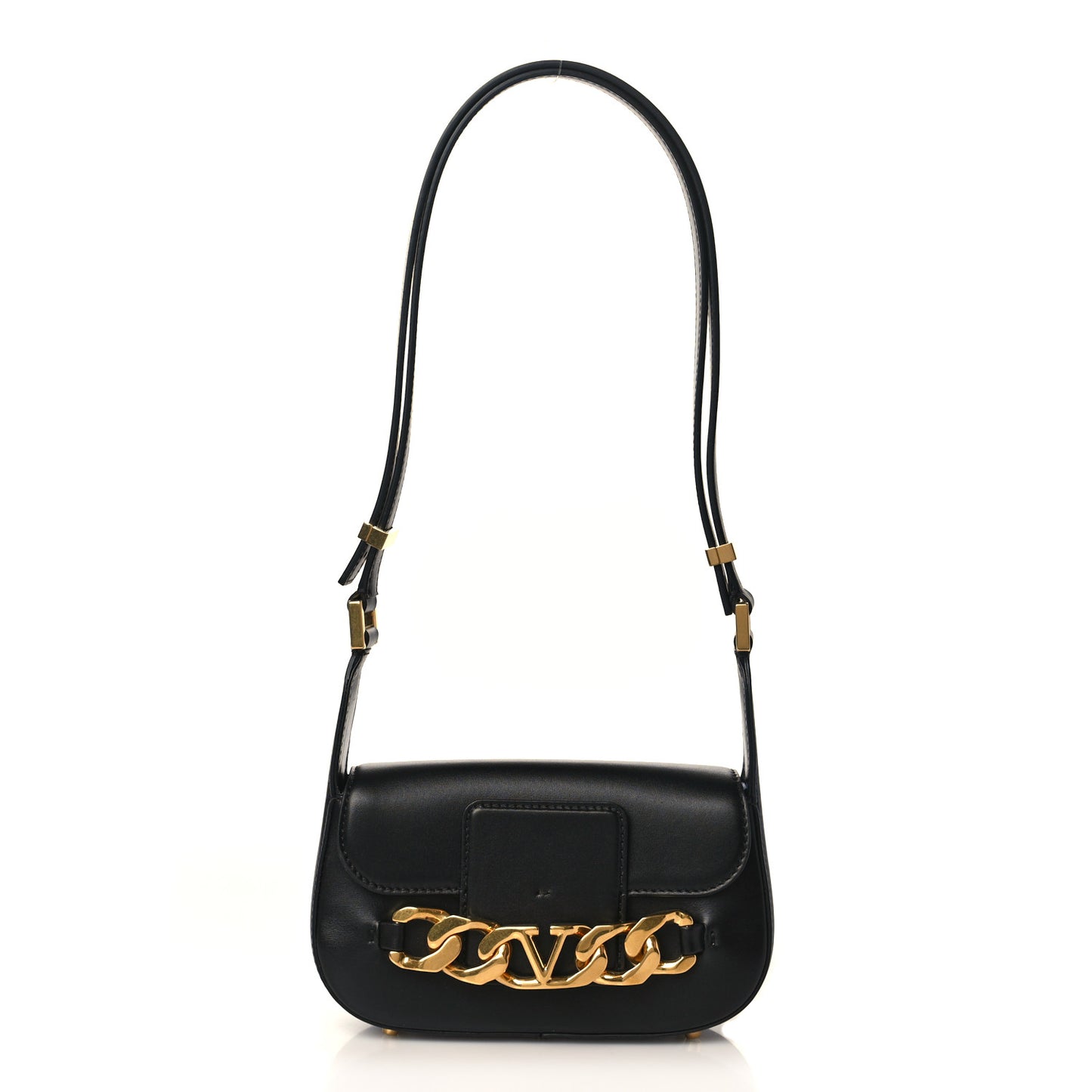 Calfskin Small Vlogo Chain Shoulder Bag Black