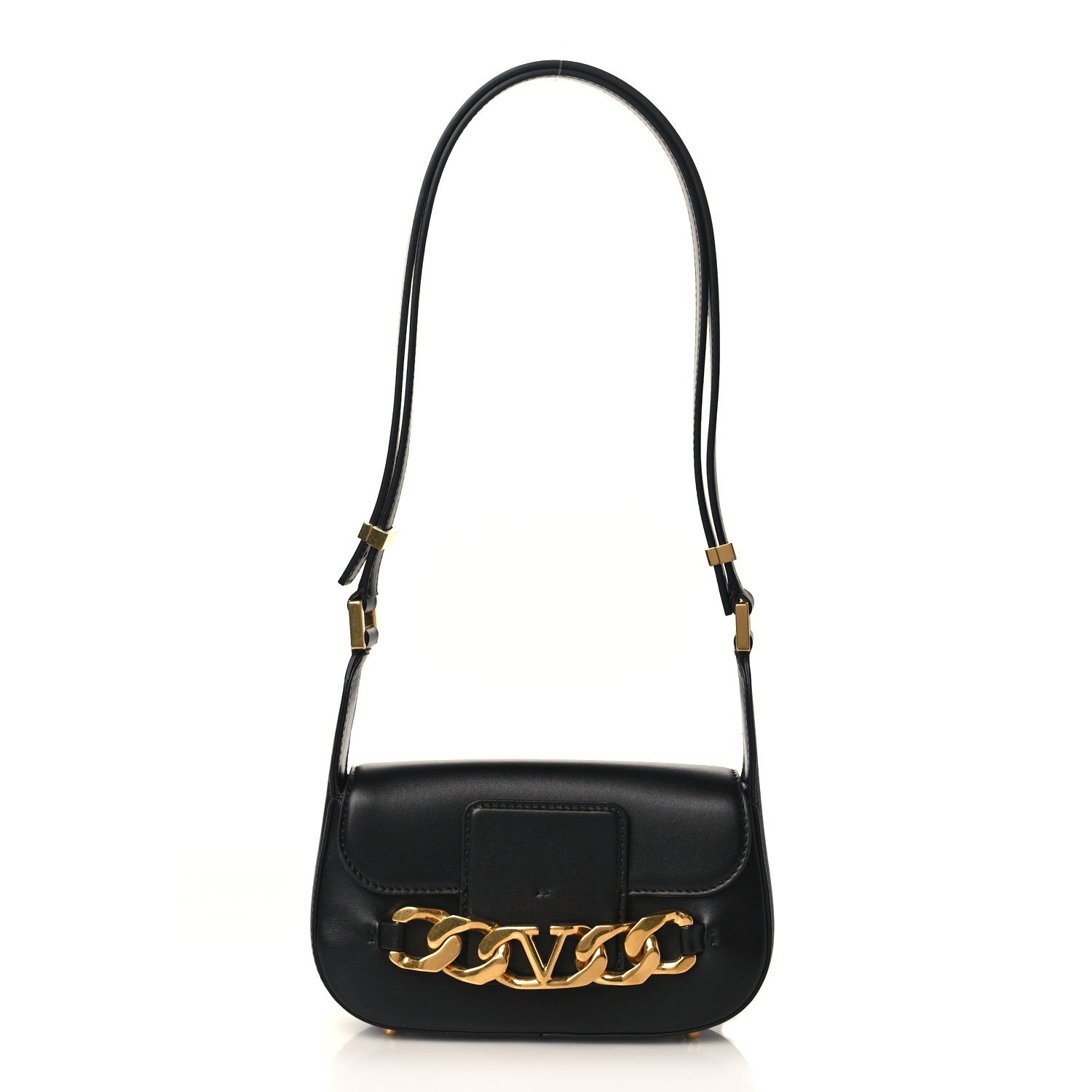 Valentino Garavani Calfskin Small Vlogo Chain Shoulder Bag Black 1 of 8