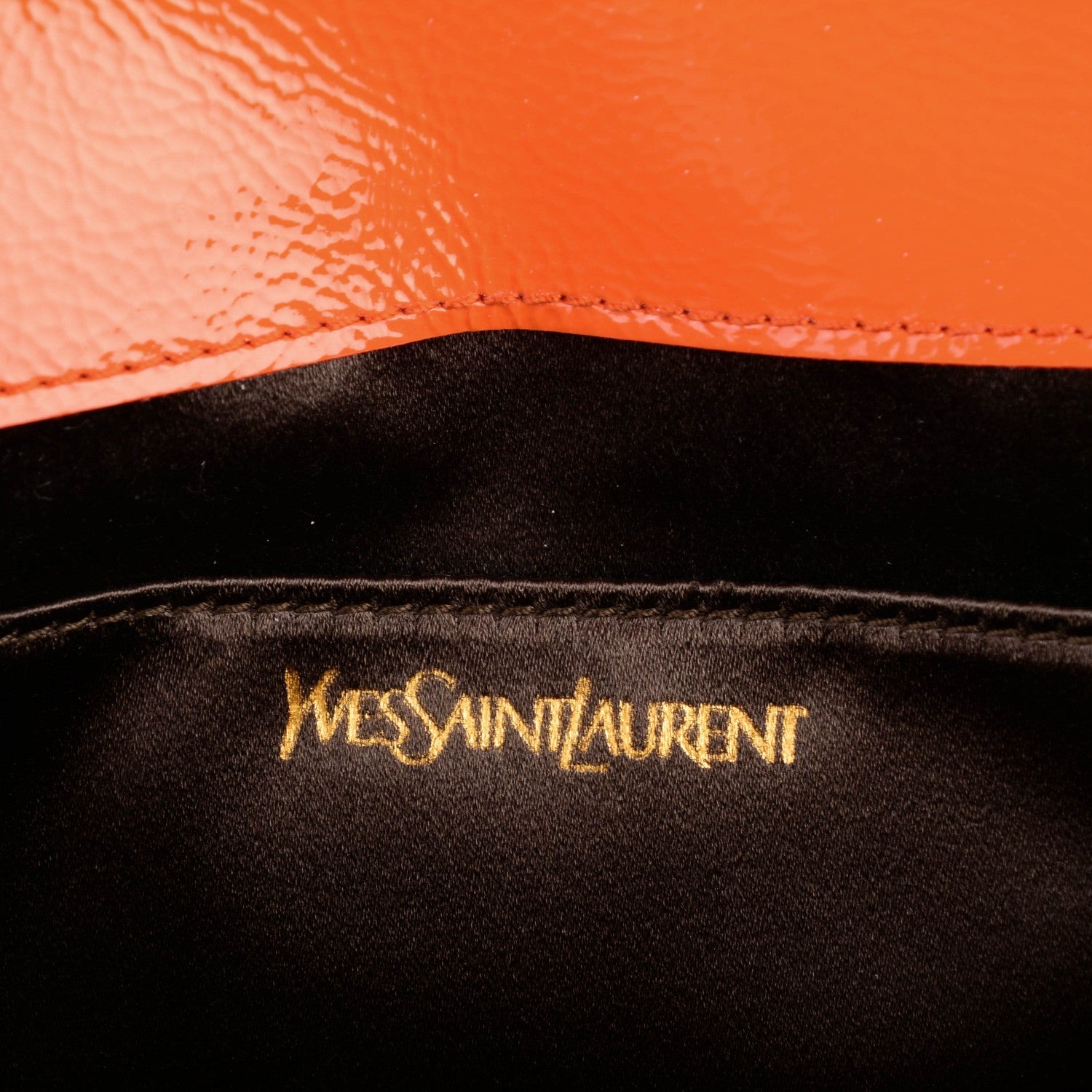 Saint Laurent Textured Patent Monogram Large Belle De Jour Clutch Orange 6 of 8