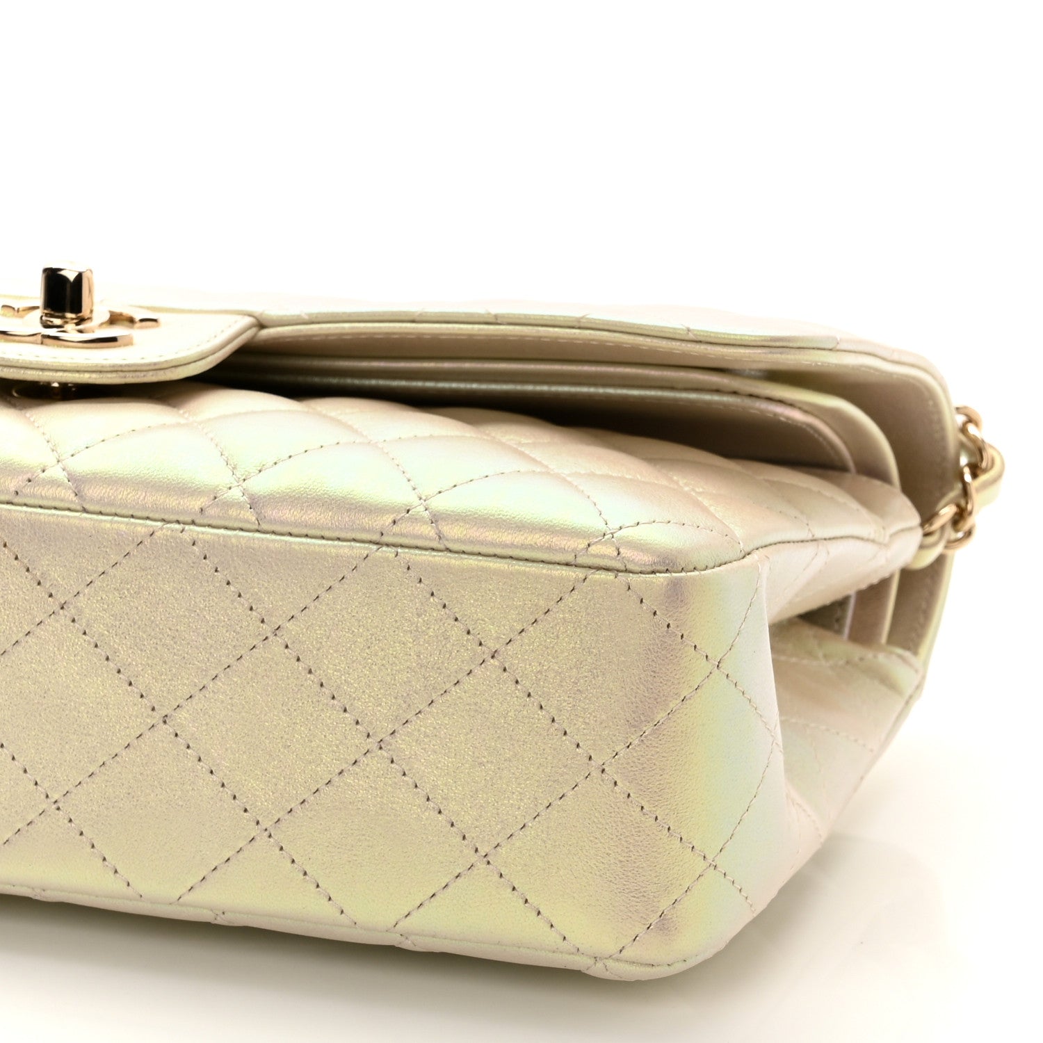 Chanel Iridescent Lambskin Quilted Medium Double Flap Ivory 10 of 10