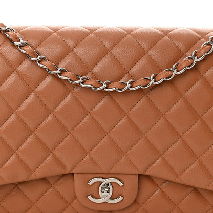 Chanel Caviar Quilted Maxi Double Flap Light Brown 9 of 11