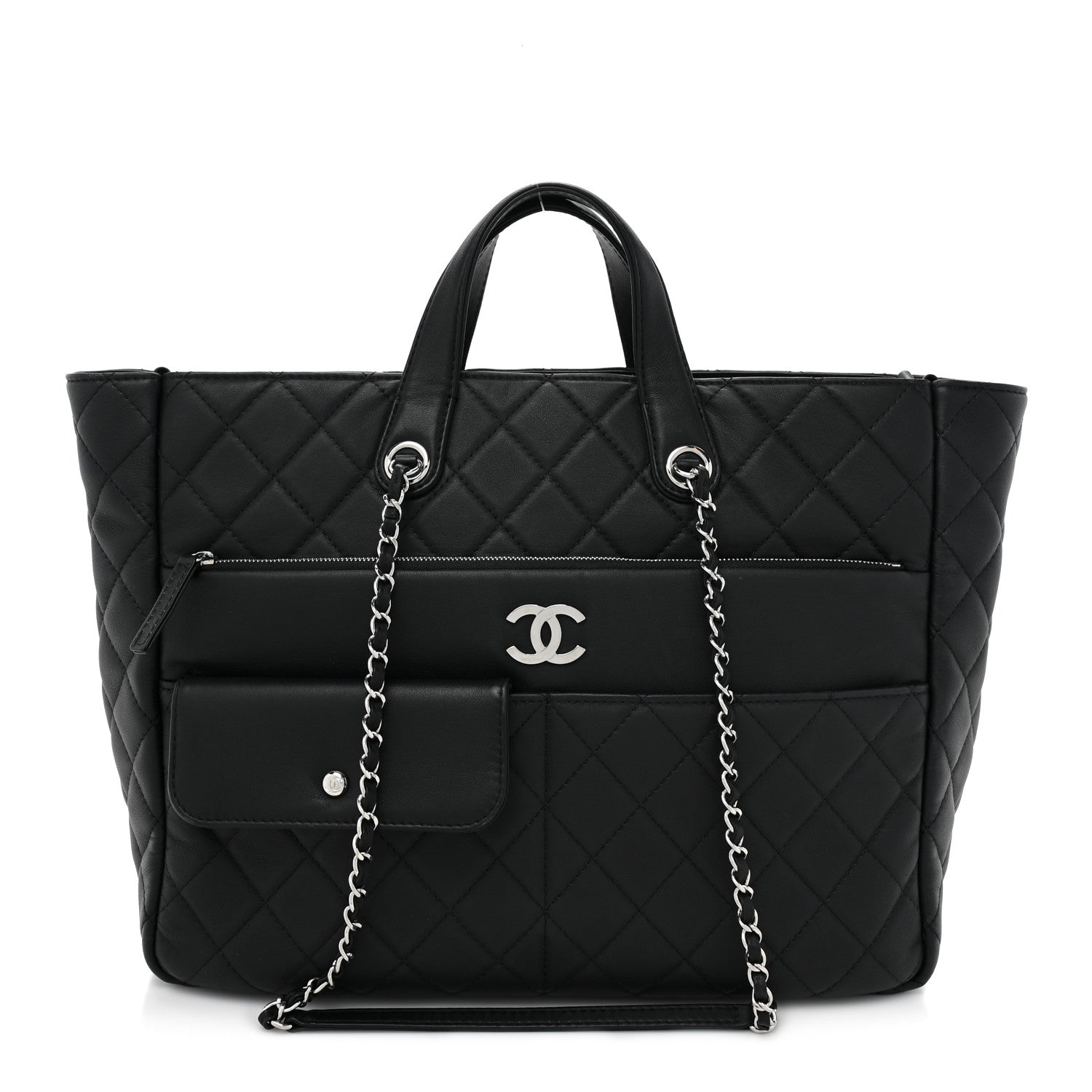 Chanel Calfskin Quilted Ultra Pocket Shopping Tote Black 1 of 16