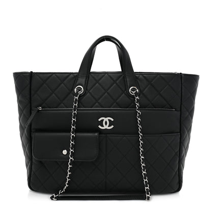 Chanel Calfskin Quilted Ultra Pocket Shopping Tote Black 1 of 16