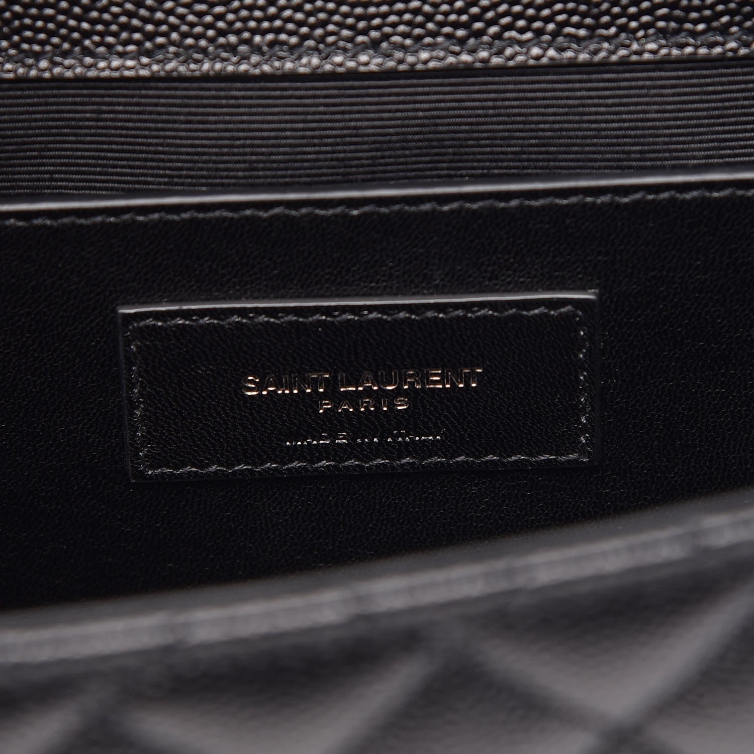 Saint Laurent Grain De Poudre Textured Mixed Matelasse Triquilt Medium Monogram Satchel Black 7 of 8