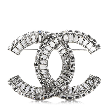 Chanel Baguette Crystal CC Brooch Silver 1 of 7