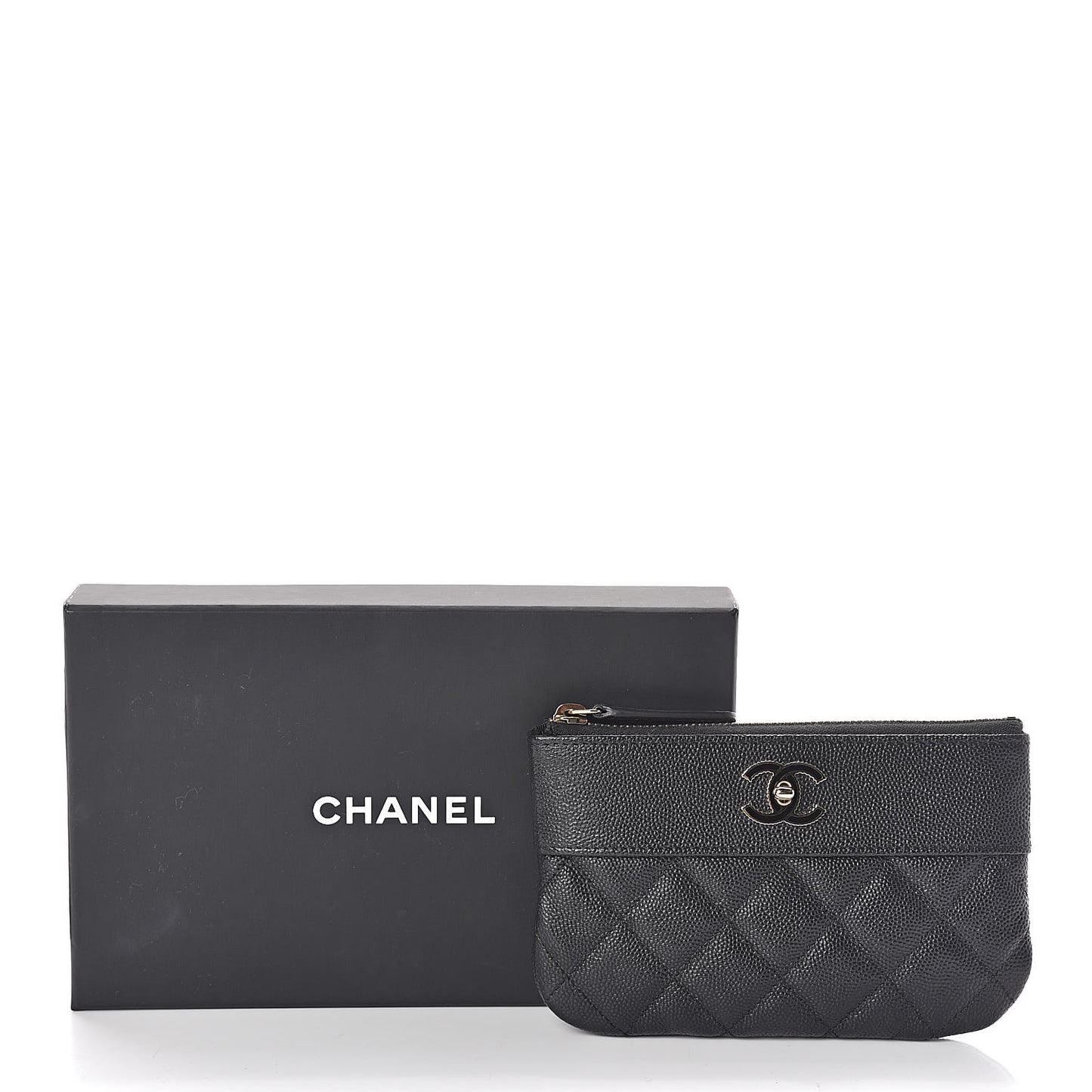 Caviar Quilted Small Vintage Mademoiselle Cosmetic Case Black