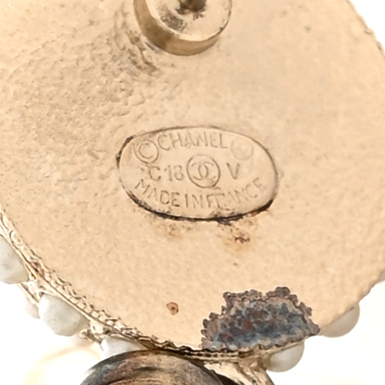 Pearl CC Drop Earrings Light Gold