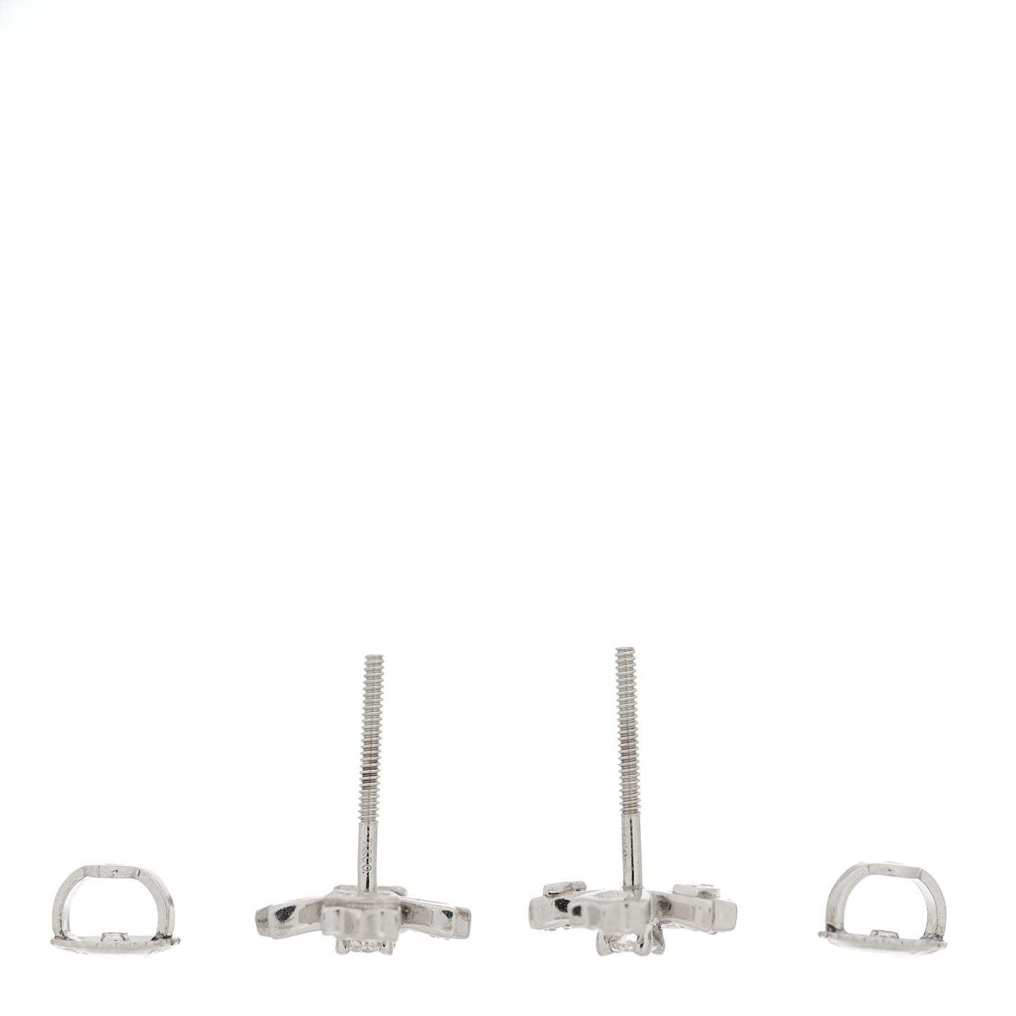 Platinum Diamond Flower Cross Screw Back Earrings