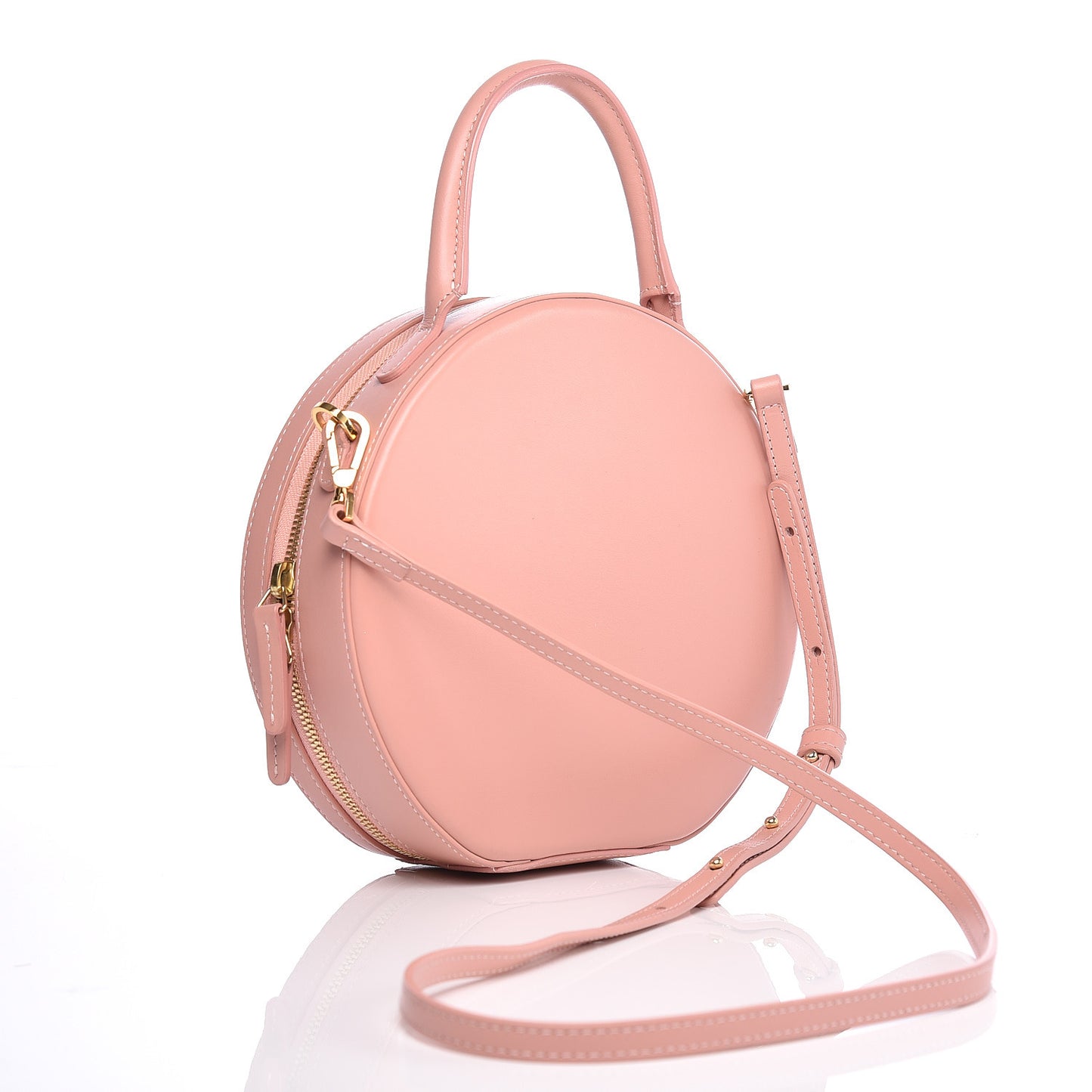 Calfskin Circle Crossbody Bag Light Pink