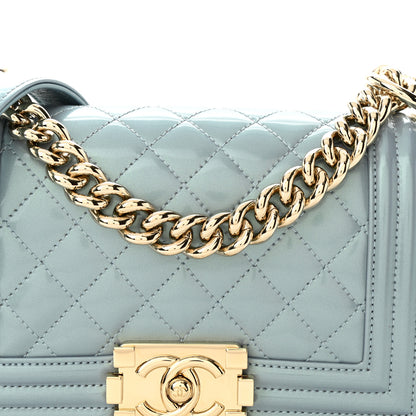 Chanel Iridescent Glazed Calfskin Quilted Small Boy Flap Light Blue 8 of 12