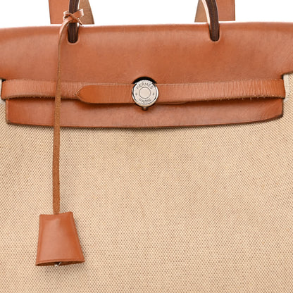 Hermes Toile Vache Calfskin Herbag 30 PM Backpack Natural 8 of 13
