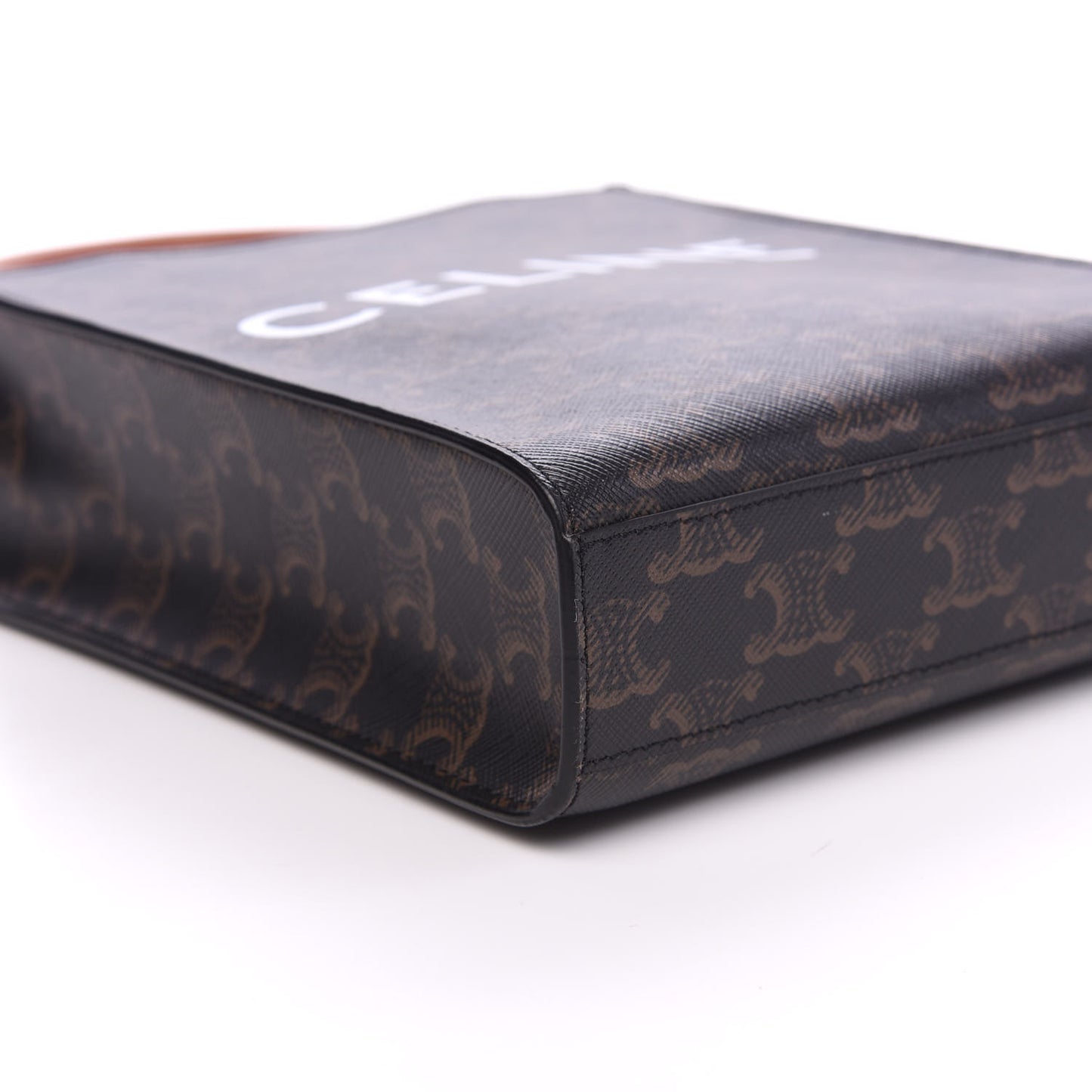 Triomphe Canvas Calfskin Mini Vertical Cabas Tan
