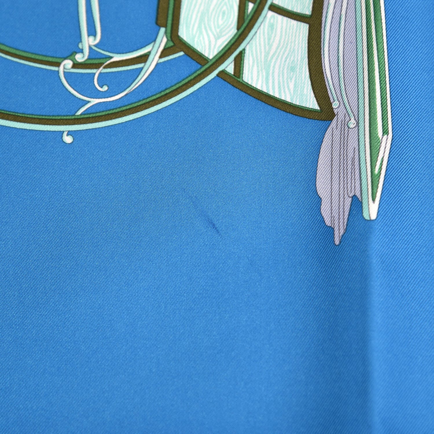 Hermes Silk Les Voitures A Transformation Scarf 90 Bleu Cobalt Ivorie Vert 4 of 7