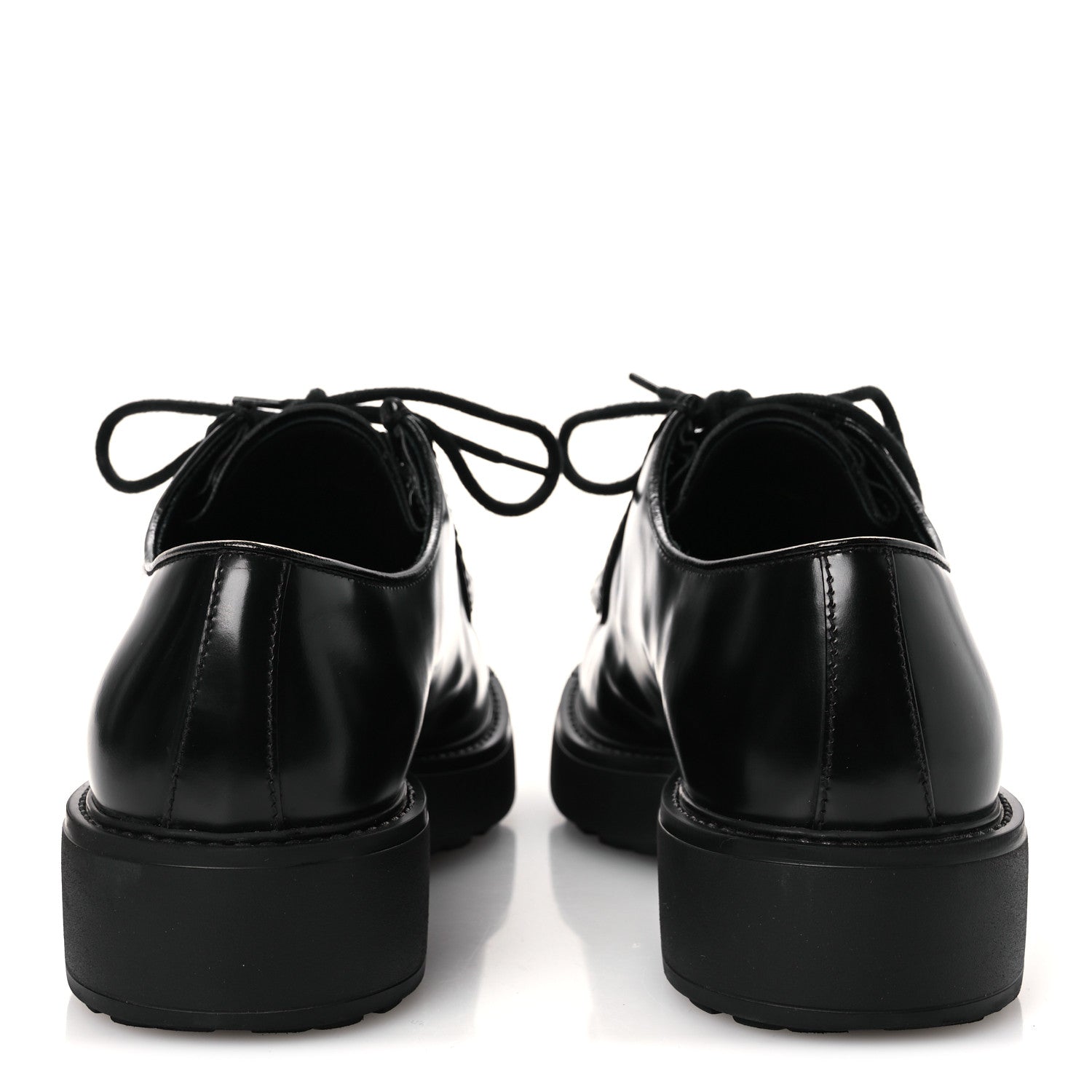 Prada Spazzolato Diapason Mens Lace Up Derby Loafers 9 Black 6 of 14
