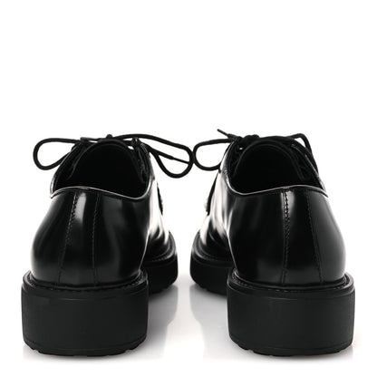 Prada Spazzolato Diapason Mens Lace Up Derby Loafers 9 Black 6 of 14