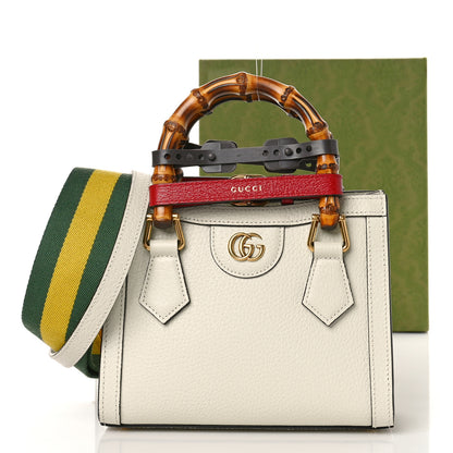 Gucci Textured Calfskin Web Mini Diana Tote Bag Mystic White 8 of 8