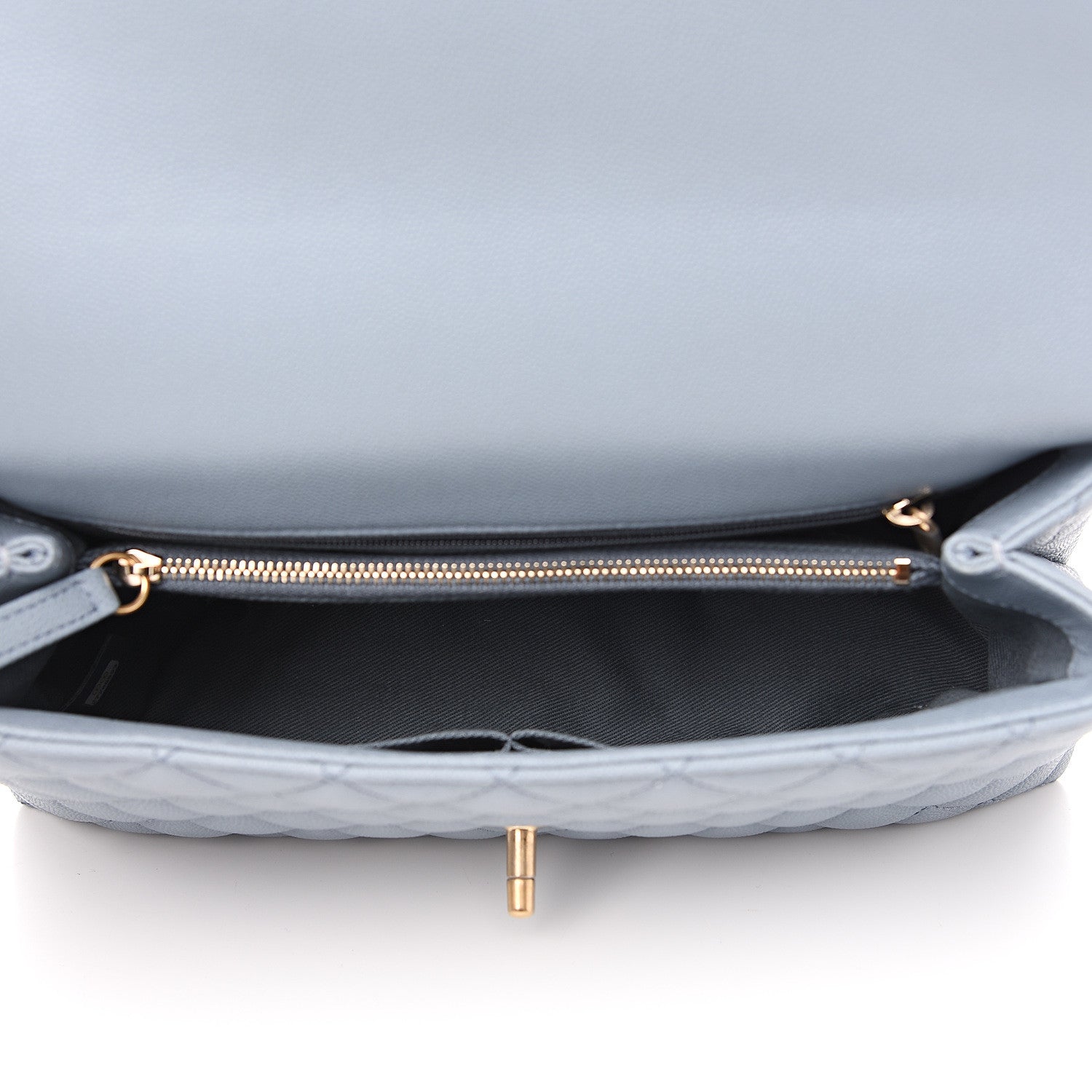 Chanel Caviar Quilted Small Coco Handle Flap Blue 4 of 9