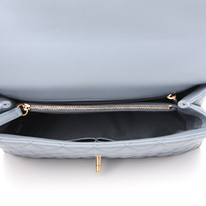 Chanel Caviar Quilted Small Coco Handle Flap Blue 4 of 9