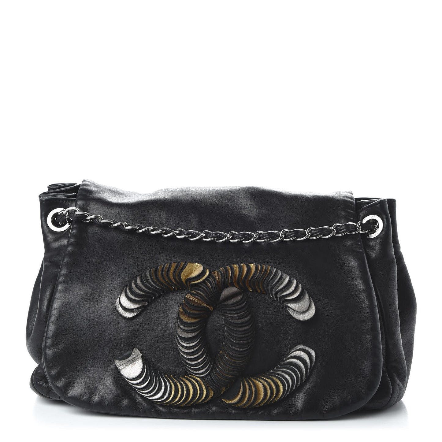Lambskin CC Disc Accordion Flap Black