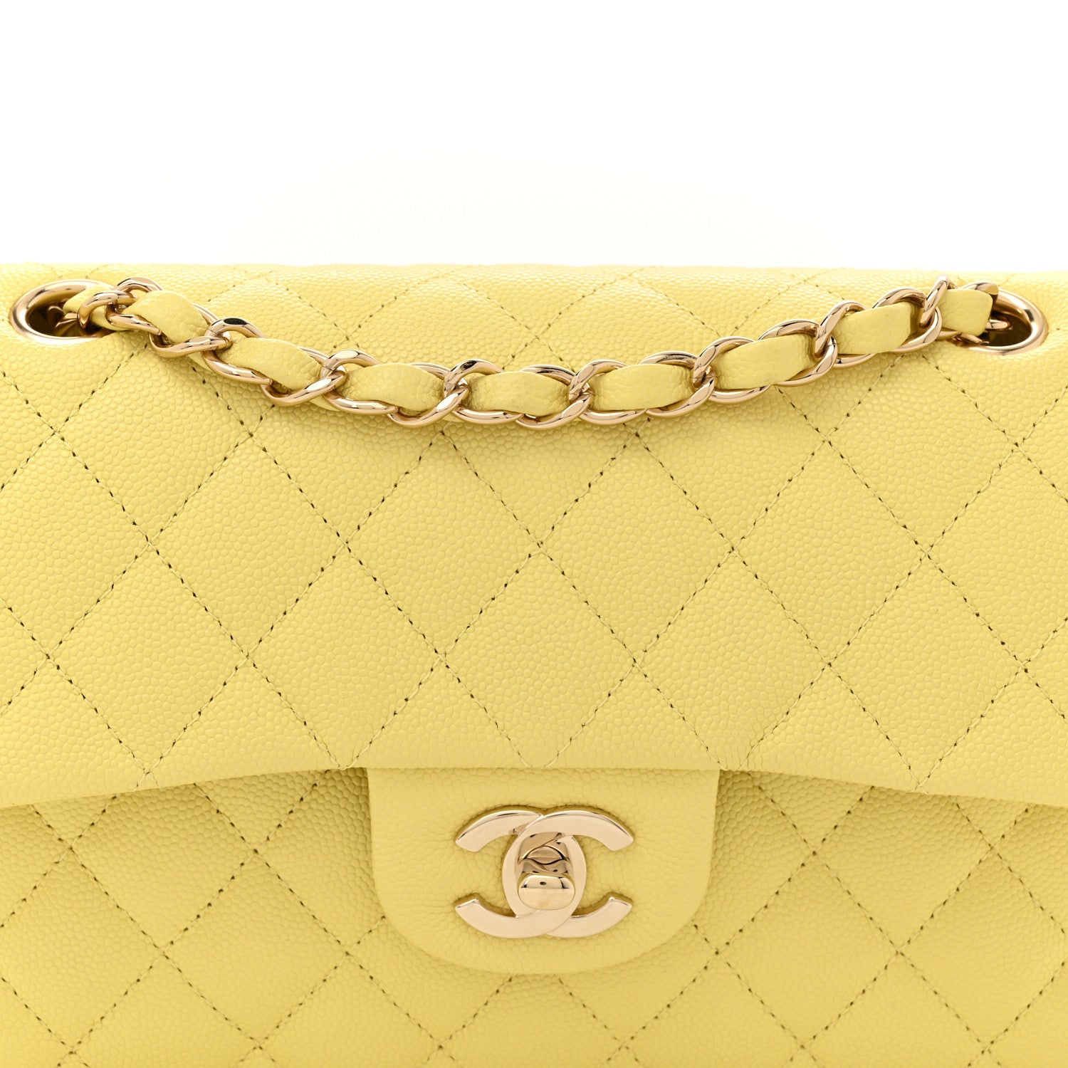 Chanel Caviar Quilted Small Double Flap Yellow 7 of 10