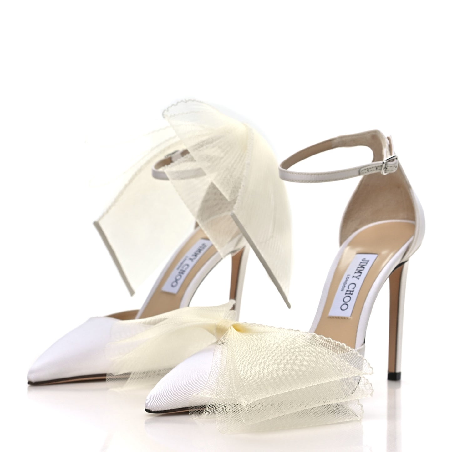 Satin Crystal Averly Bow 100 Pumps 39.5 Latte