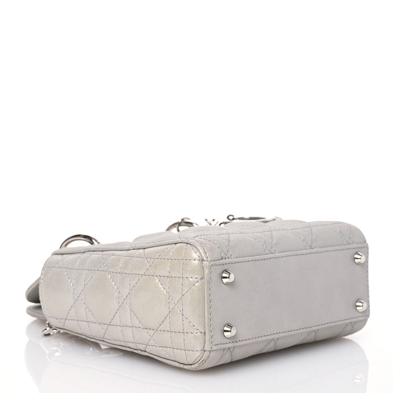 Christian Dior Metallic Nubuck Cannage Mini Lady Dior Silver 4 of 14