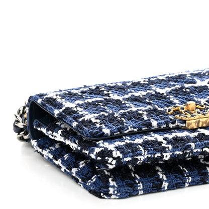 Chanel Tweed Quilted Chanel 19 Wallet On Chain WOC Blue White Navy Blue 10 of 12